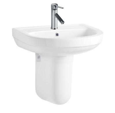 China High Tempreture Ceramic Wash Basin With Half Pedestal Wall Hung Ceramic Basin for sale