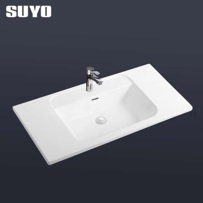 China Modern Elegant Porcelain Bathroom Cabinet Wash Hand Basin Rectangular Ceramic Vanity Sink Basin For Cabinet for sale