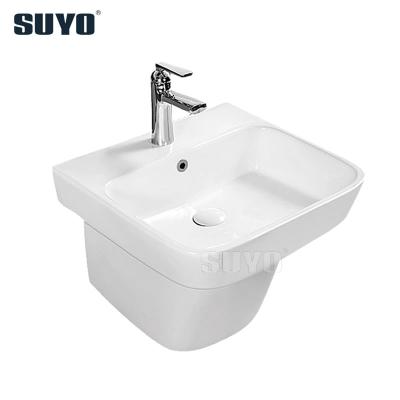 China SUYO Lavatory Easy Clean Sanitary Washing Round Sanitary Ware Wall Mounted Hanging One Piece Sink for sale