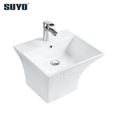 China Easy Clean White Washroom Sanitaryware Factory Chaozhou Wall Hang One Piece Basin for sale