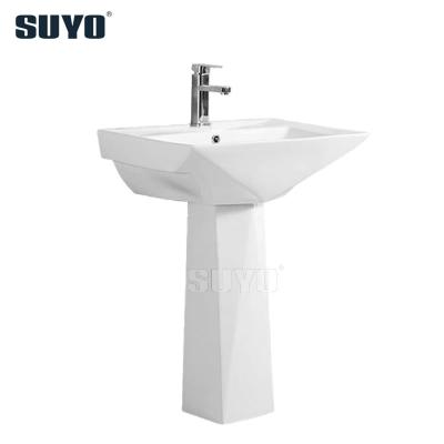 China Chaozhou Factory Modern Sanitaryware Bathroom Pedestal Wash Basin Floor Rectangular Basin With Stand for sale