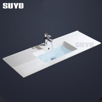 China Modern Design Wholesale Modern Bathroom Edge Cabinet Ceramic Slim Basin CE Approve Counter Top Sink Cabinet for sale