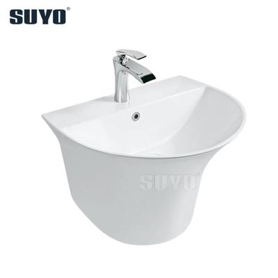 China Shampoo Sinks Hot Sale Wholesale Supply Oval Style Wash Basin Wall Hung Semi Pedestal Wash Basin Bathroom Sink for sale