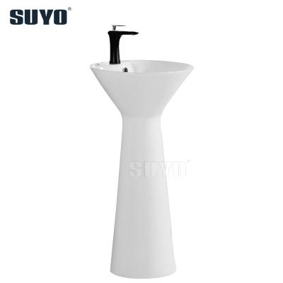 China Shampoo sink bathroom pedestal face basin sink small size ceramic floor standing one piece pedestal washbasin for sale