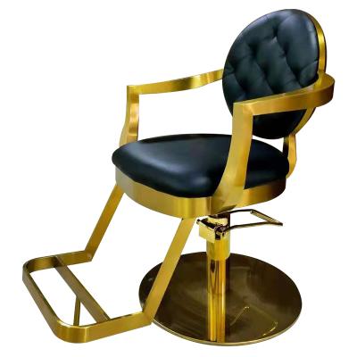 China Wholesale Gold Super Comfortable Luxury Black Frame Modern Barber Chair Salon Styling Chair Hairdressing Chair for sale