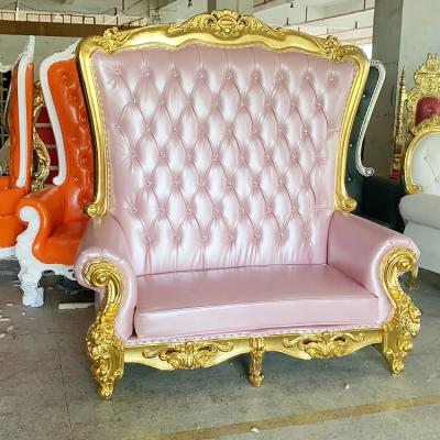 China Throne The Throne Chair Foshan Factory Hot Pink Luxury Gold Wooden Wedding Sofa Chair For Sale for sale