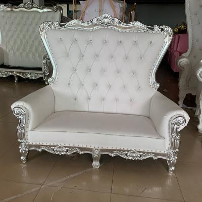 China Wedding Sofa Foshan Factory White Gold Luxury Wedding Sofa Chair For Bride And Groom for sale