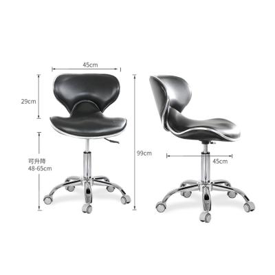 China Fabric Factory Price Size 35 Density Foam Chrome Leather Or Metal Adjustable Leg Technician Stool Chair for sale