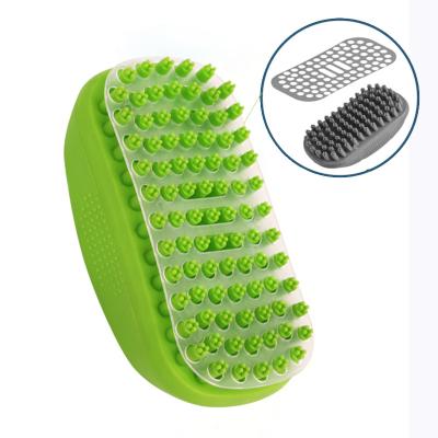 China Rubber Cleaning Cat Dog Grooming Brush Silicone Puppy Massage Brush Hair Fur Grooming Kit Soft Dog Bath Brush Comb Viable Dog Silicone for sale