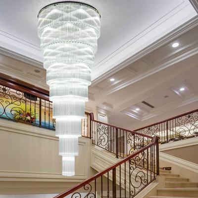 China Modern Crystal Hotel Lobby Ceiling Light Fixture Large Attic Staircase Style High Ceiling Chandelier for sale