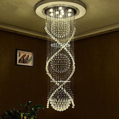 China Modern Style 2.8 Meter Height K9 Crystal Spiral Stair Attic Pendant Lamp With High Quality for sale