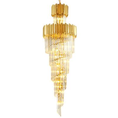 China Modern Luxury Gold Color Frame With K9 Crystal Chandelier With Long Height For Staircase Decoration for sale