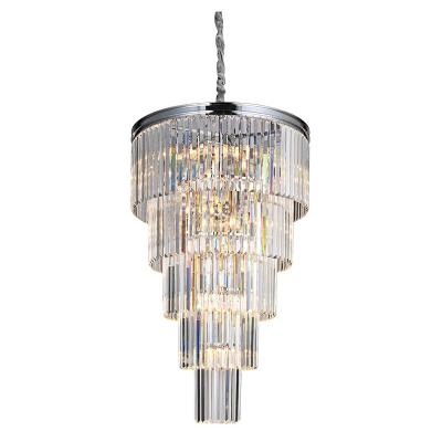 China Modern Chrome Color With K9 Height Long Clear Crystal Chandelier For High Ceiling Decoration for sale