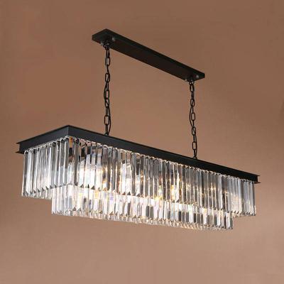 China Modern American Rectangle Crystal Black Chandelier K9 Style Pendant Light for sale