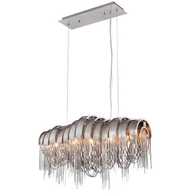 China New Fashion Design Rectangle Modern Aluminum Chain Tassel Chandelier Pendant Light For Dining Room for sale