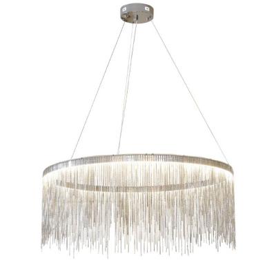 China Modern Round Chandelier Modern Hot Sale Chain Aluminum Chrome Tassel Pendant Lighting for sale