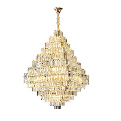 China Living room/villa/hotel/cafe/restaurant large solid crystal chandelier for high ceiling decoration for sale