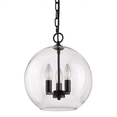 China Vintage Antique Glass Globe Design Pendant Light with 3 Pcs Candle Light for Dining Room for sale