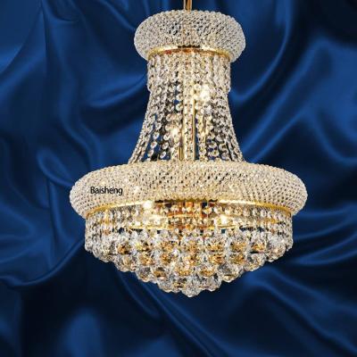 China Decoration Cone Chandelier Crystal Gold Chrome Pendant Luxury Luxurious Silver Clear Crown Lamp Crystal Finish Lighting For Home Wedding for sale