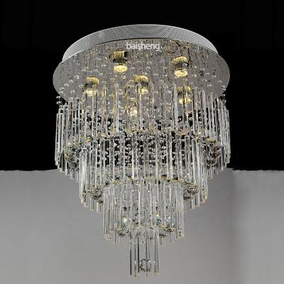 China Decoration 110v 240v Gold And Big Round Modern Feature Led Crystal Lighting Chandelier for sale