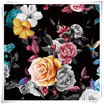 China 2021 new stretch fabric collection colorful flowers printed stretch fabric for dress for sale