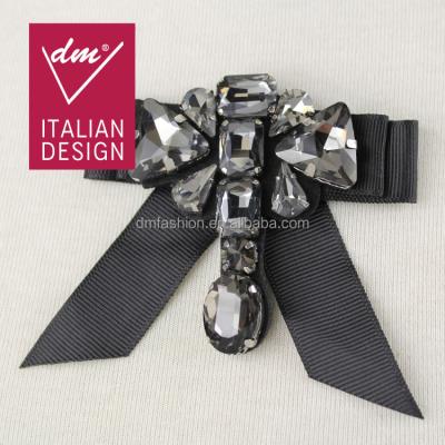 China Sustainable Hot Selling Products Black Ribbon Custom Crystal Patches For Garments for sale