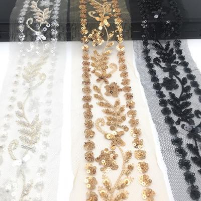 China New Sustainable Elegant Ethnic Style Sequin Lace Trimming For Clothing Accessories for sale