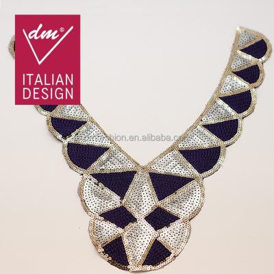 China Fashion Design Sequin Applique Garment Accessories Eco - Friendly Neckline for sale