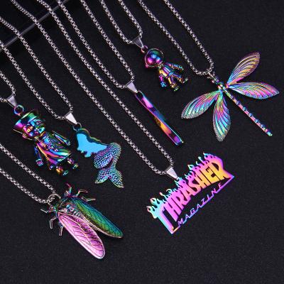 China Hiphop CLASSIC Necklace Colorful Astronauts Mermaid Chain Necklace for sale