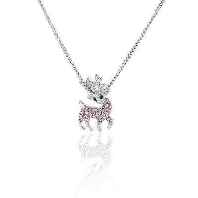 China Stainless Steel SWTR1587 Women's Crystal Deer Shape Necklace Fashion Jewelry Charm Elk Pendant Necklace For Christmas for sale