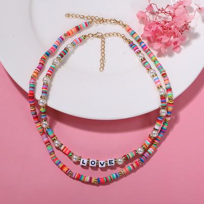 China Environmental Friendly Women Bead Double Layer Letter Polymer Bead Scarves for sale