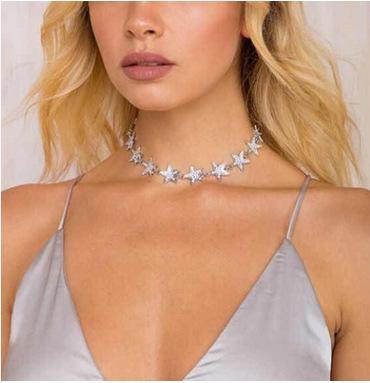 China ALLOY 2017 Good Quality Women Star Crystal Scarves, Alloy Choker Necklace Jewelry Yiwu Agent (SWTJU170150) for sale