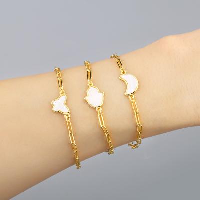 China CLASSIC Gold Rope Chain Bracelet Sea Shell Butterfly Chunky Moon Bracelet For Women for sale