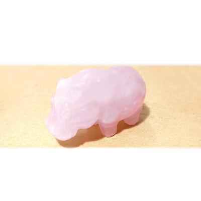 China China Hot Selling Beautiful Animal Rose Quartz Crystal Carving Hippo for Gifts for sale