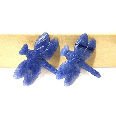 China China Dragonfly Charm Carving Beautiful Blue Aventurine Crystal Carving Dragonfly Garden Folk Craft Wholesale for sale