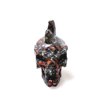 China China Wholesale Folk Crafts Stone Carving High Quality Fire Powder Stone Skulls Carving With Flame For Decoration for sale