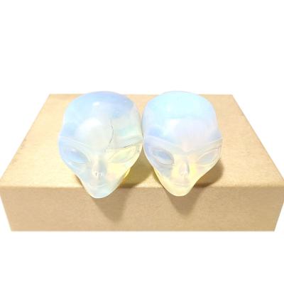 China China Opalite Jewelry Wholesale High Quality Opalite Stone Hand-carved Crystal Alien Skulls For Sale for sale