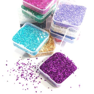 China China Aura Crystal Glass Chip Wholesale Plated Colorful Crystal Glass Shards For Nail Stone Art for sale