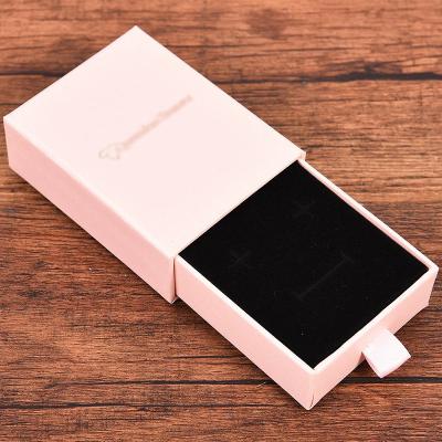 China Recycled materials jewelry bracelet accessories packaging box necklace ring ear studs type storage paper box wholesale suction drawer gift box for sale