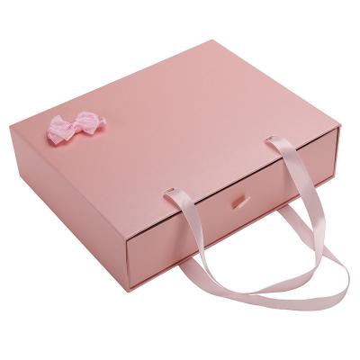 China Factory Direct Sales Large Bow Hand Drawstring Underwear Gift Box Zippered Bra Gift Box Recyclable Packaging Box for sale