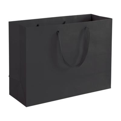 China Recycled Materials Wholesale Custom Paper Bag Printed Luxury Black Logo Wine Paper Bags Clothing Shopping Gift Jewelry Shoes Clothing Packaging for sale