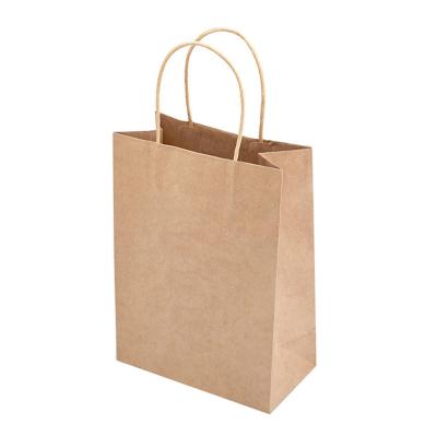 China Custom Logo Printed Food Packaging Brown Recycled Shopping Paper Bag Wholesales Materials Cheap Recycled Take Away With Twisted Flat Handles for sale