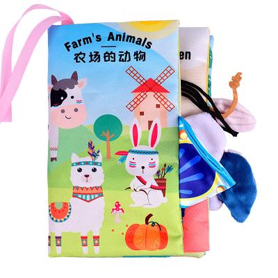 China Maker Ocean Farm Jungle Tail Animals Story Book Baby Cloth Soft Cloth Book For Baby Toy 12*22*3 for sale