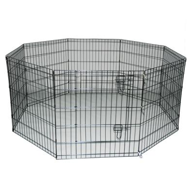 China 8 Panel Sustainable Black Indoor Adjustable Metal Wire Foldable Pet Playpen for sale