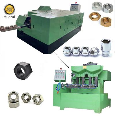 China Building material stores Huarui bolt nuts making machine line/automatic nut forging machine/nut tapping machine for sale