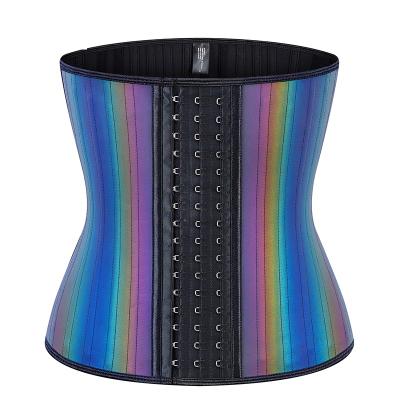 China Ljvogues Waist Trainer 25 Color Latex Waist Trainer Reflective Bone Cincher Steel Boned Corset Waist Trainer for sale