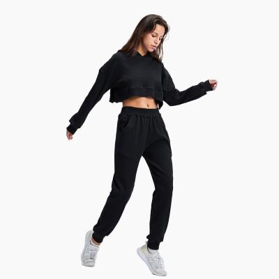 China Women Breathable Sweatsuit Tracksuit Hooded Casual Ribbed Set Hoodies Sweatshirt Female 2 Piece Suits for sale