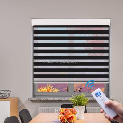 China High Quality Two Layer UV Protection Zebra Double Blind Electric Motorized Window Blind Roller Shades for sale