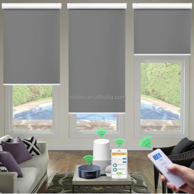 China Alexa Wifi Smart Home Blackout Roller Shade Wholesale Modern Style UV Protection Electric Automatic Window Curtain with App Control for sale