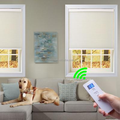 China Custom UV Protection Soundproof Light Filtering Shades Remote Control Automatic Electric Motorized Cellular Honeycomb Shades for sale